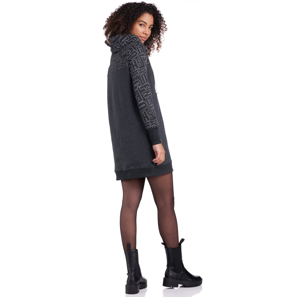 Damen Sweatkleid mit Schalkragen