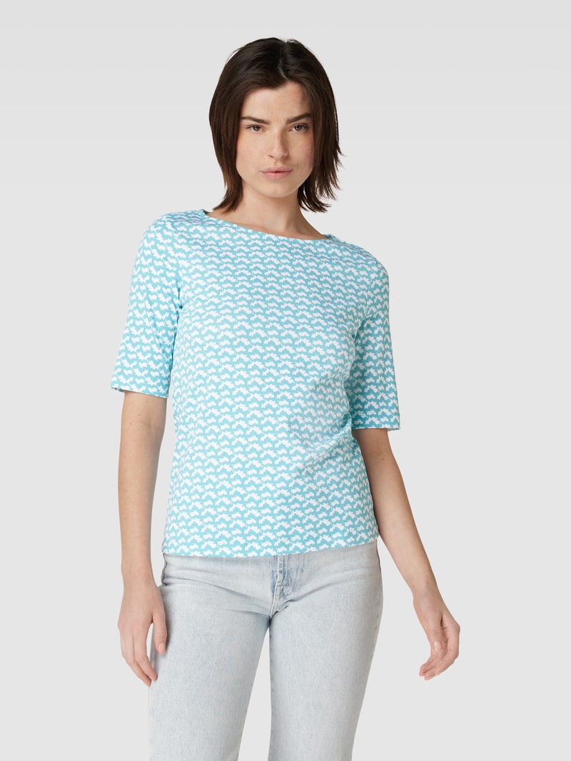 T-Shirt mit Allover-Muster in helltürkis
