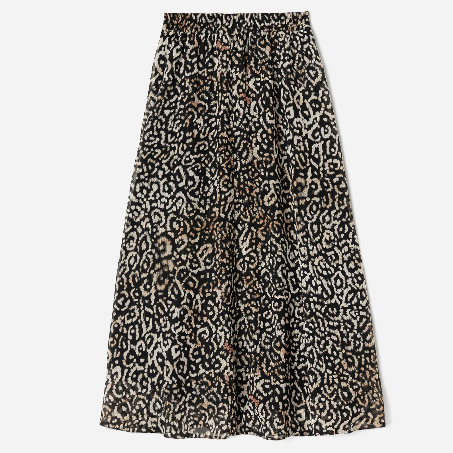 Jupe midi TEXTO noire à motif animalier