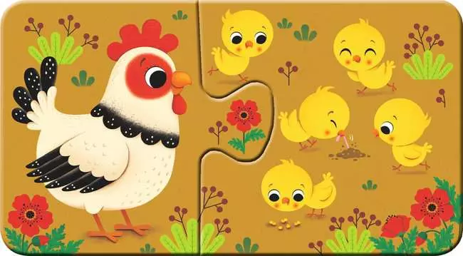 Kinderpuzzle ab 2 Jahren - Tiere und ihre Kinder - 2 Teile
