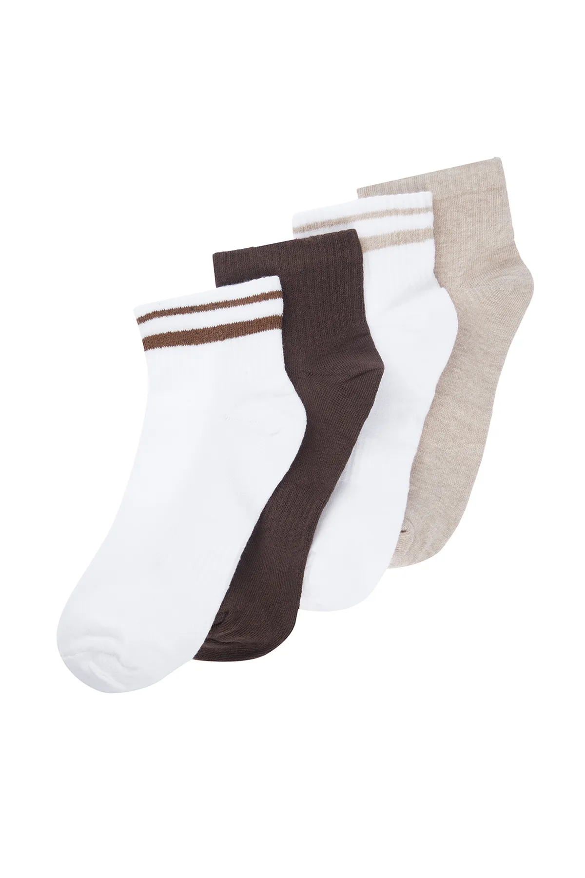 Trendyol Collection  Braune Unisex-Stiefeletten aus Baumwolle mit Streifen im 4er-Pack