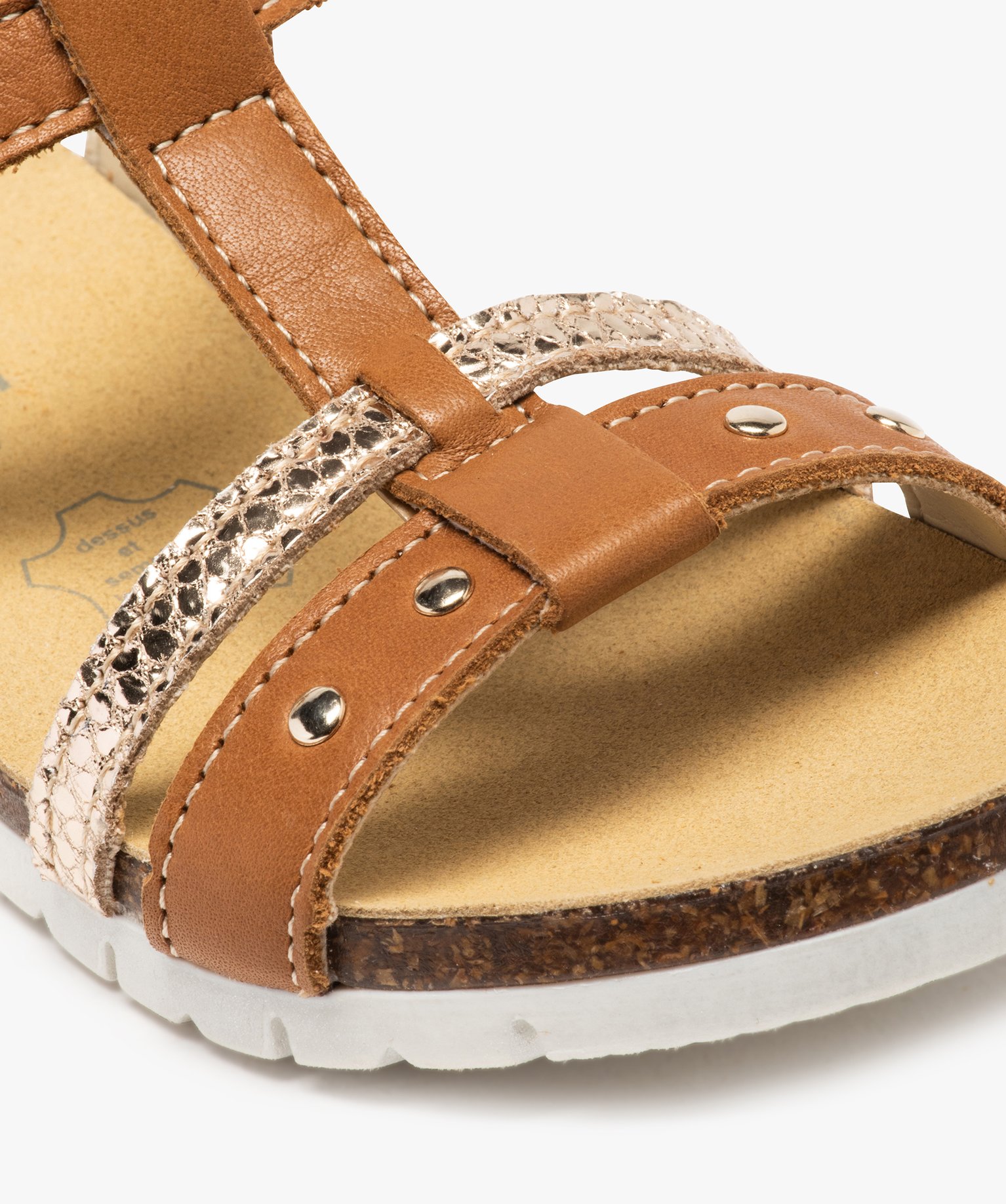 Sandales fille dessus cuir à semelle contrastante - Bopy camel | GEMO