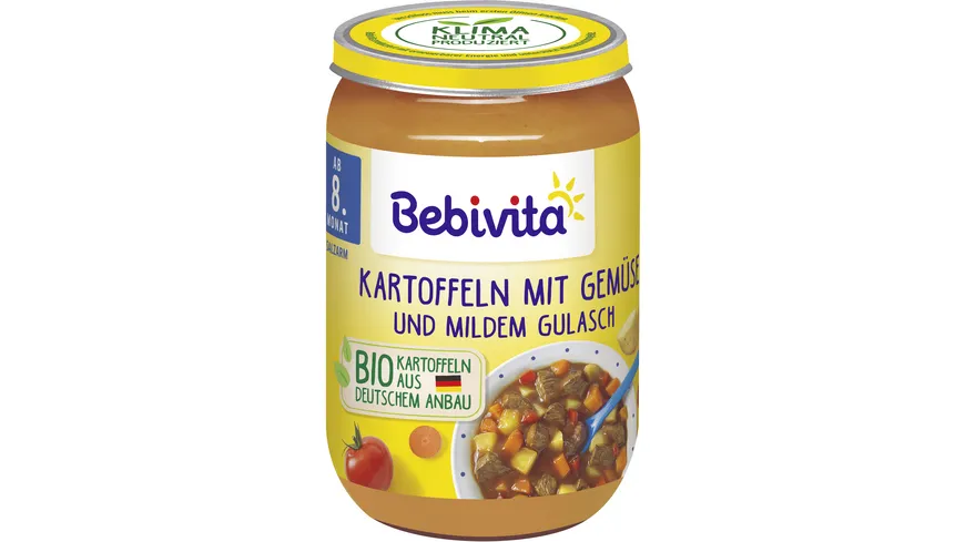 Bebivita Bio Menüs: Kartoffeln mit Gemüse und mildem Gulasch 220 g