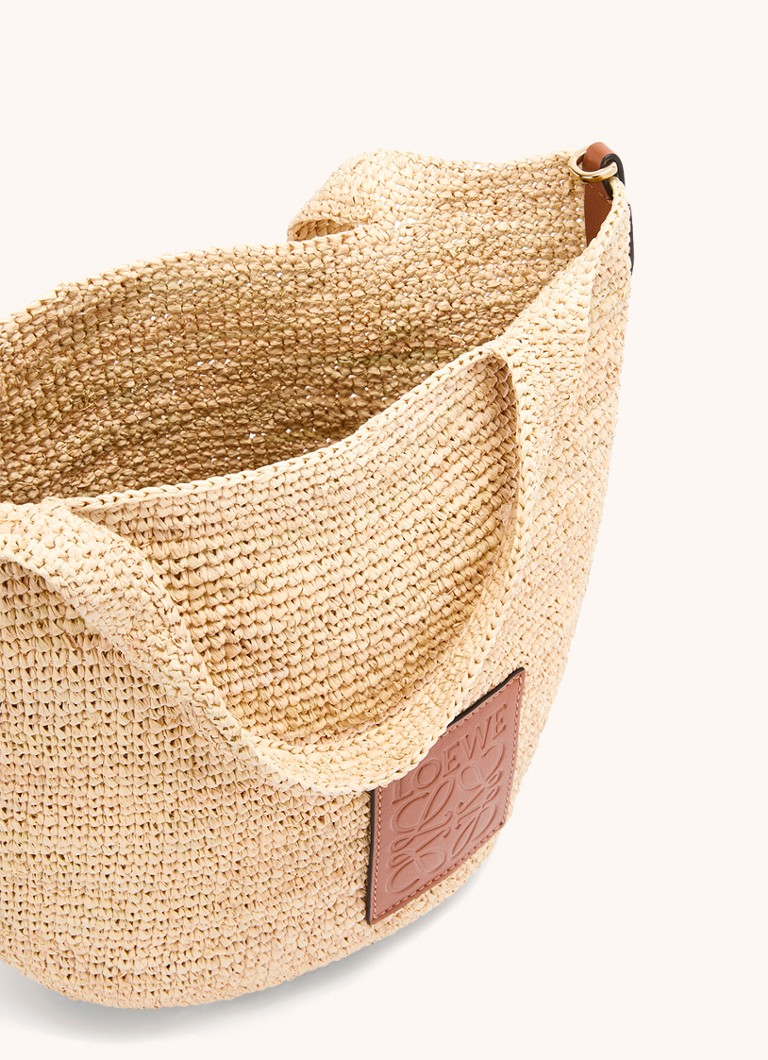 LOEWE Raffia -olkalaukku vasikannahkaisilla yksityiskohdilla