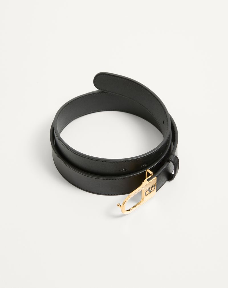 VLogo Signature-bælte i skinnende kalveskind 30 mm med emaljeret logodetalje