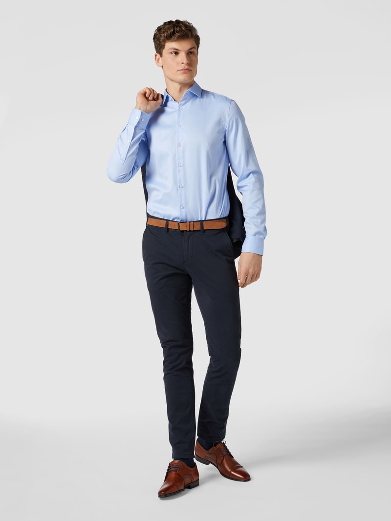 Slim Fit Business-Hemd aus Twill mit extra langem Arm in hellblau