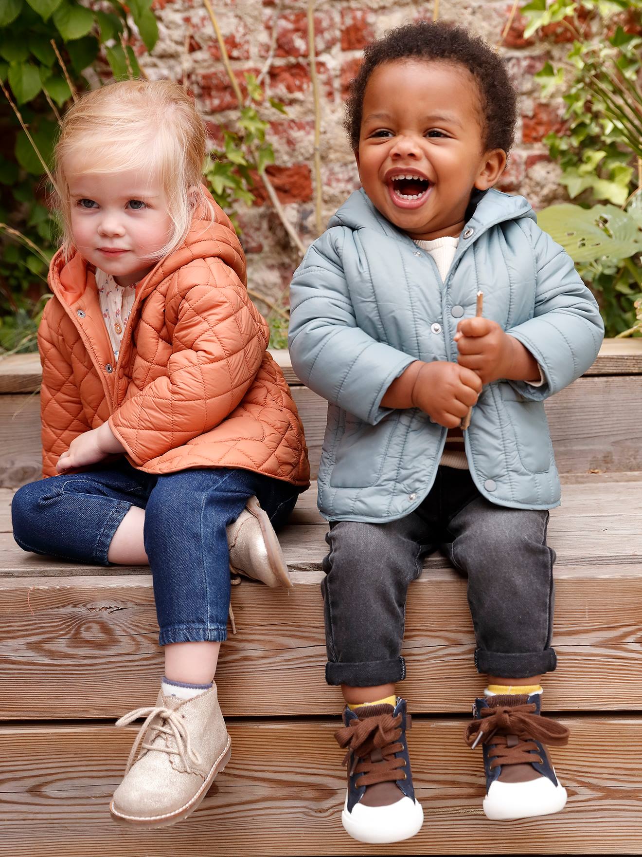 Vertbaudet Baby Steppjacke mit Kapuze & Recyclingmaterial - ziegel
