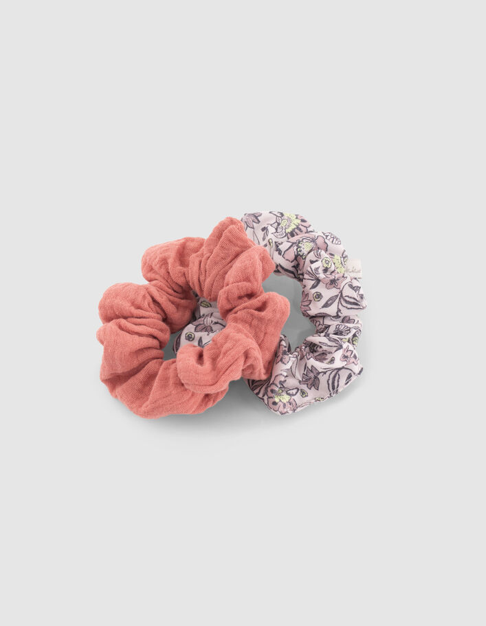 Chouchous rose et imprimé fleurs fille