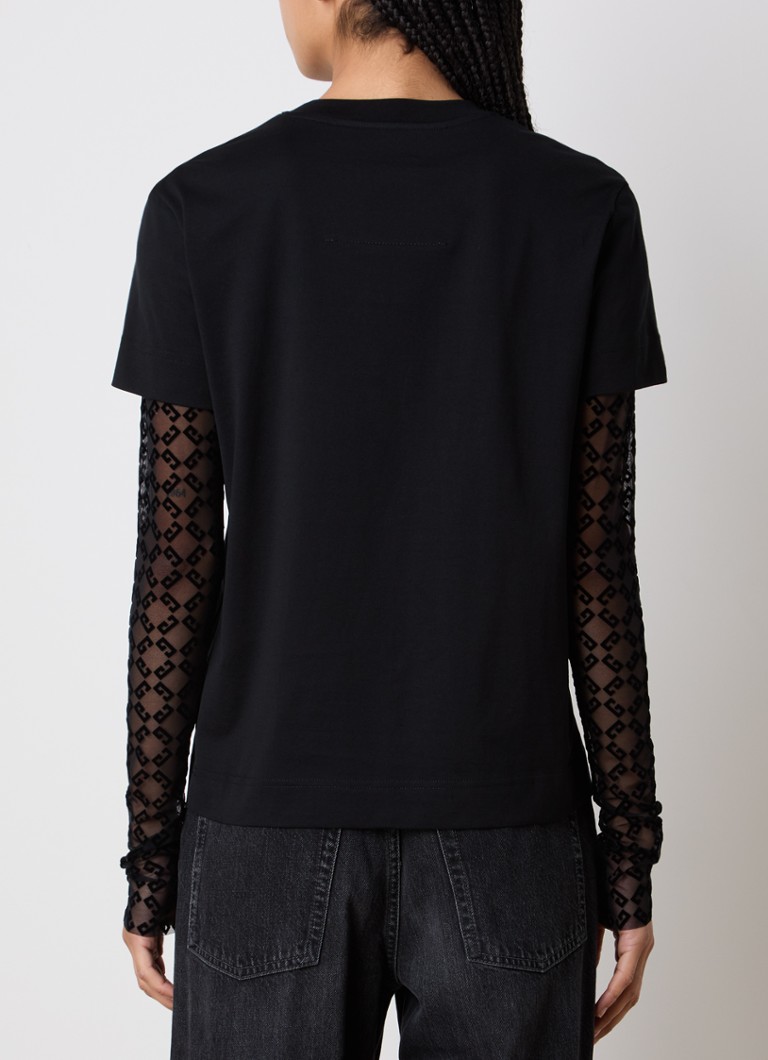 Givenchy Semi-transparent long sleeve with flock logo print