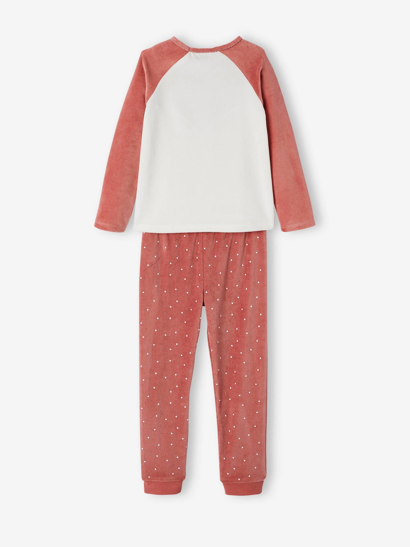 Pyjama fille renarde en velours rose fonce