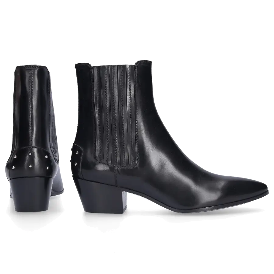 Saint Laurent - Stiefeletten WEST 45 Kalbsleder Logo schwarz - schwarz