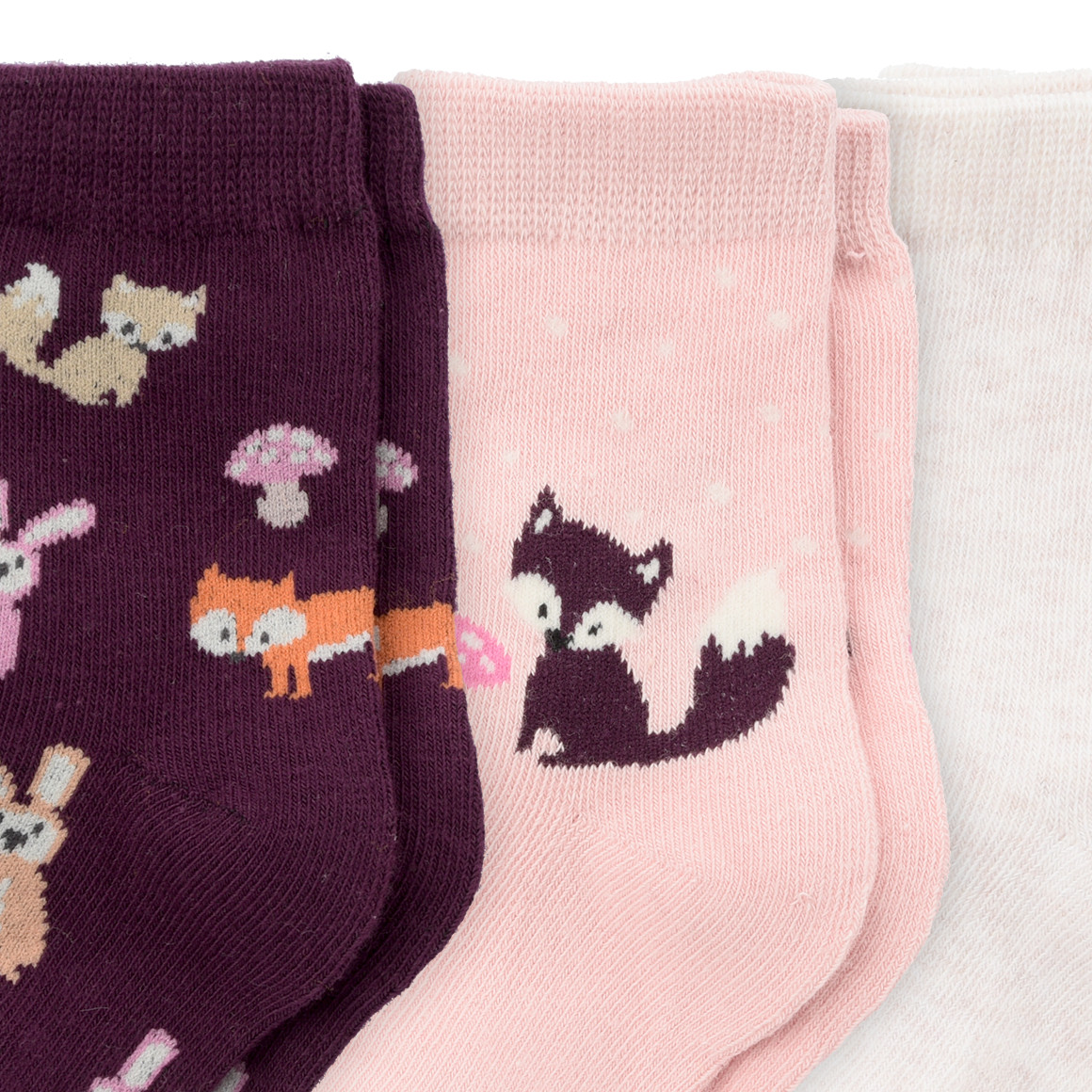3 Paar Baby Socken mit Waldtier-Motiven