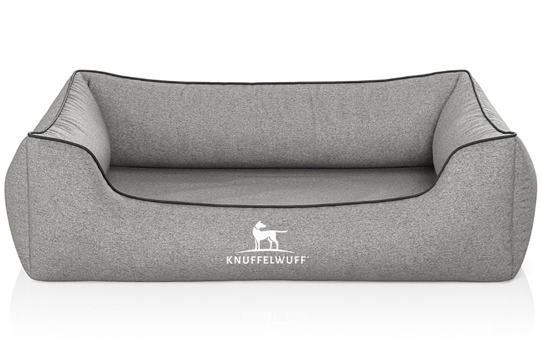 Knuffelwuff Hundebetten Knuffelwuff Orthopädisches Hundebett Amelie aus Velours mit Handwebcharakter grau M-L