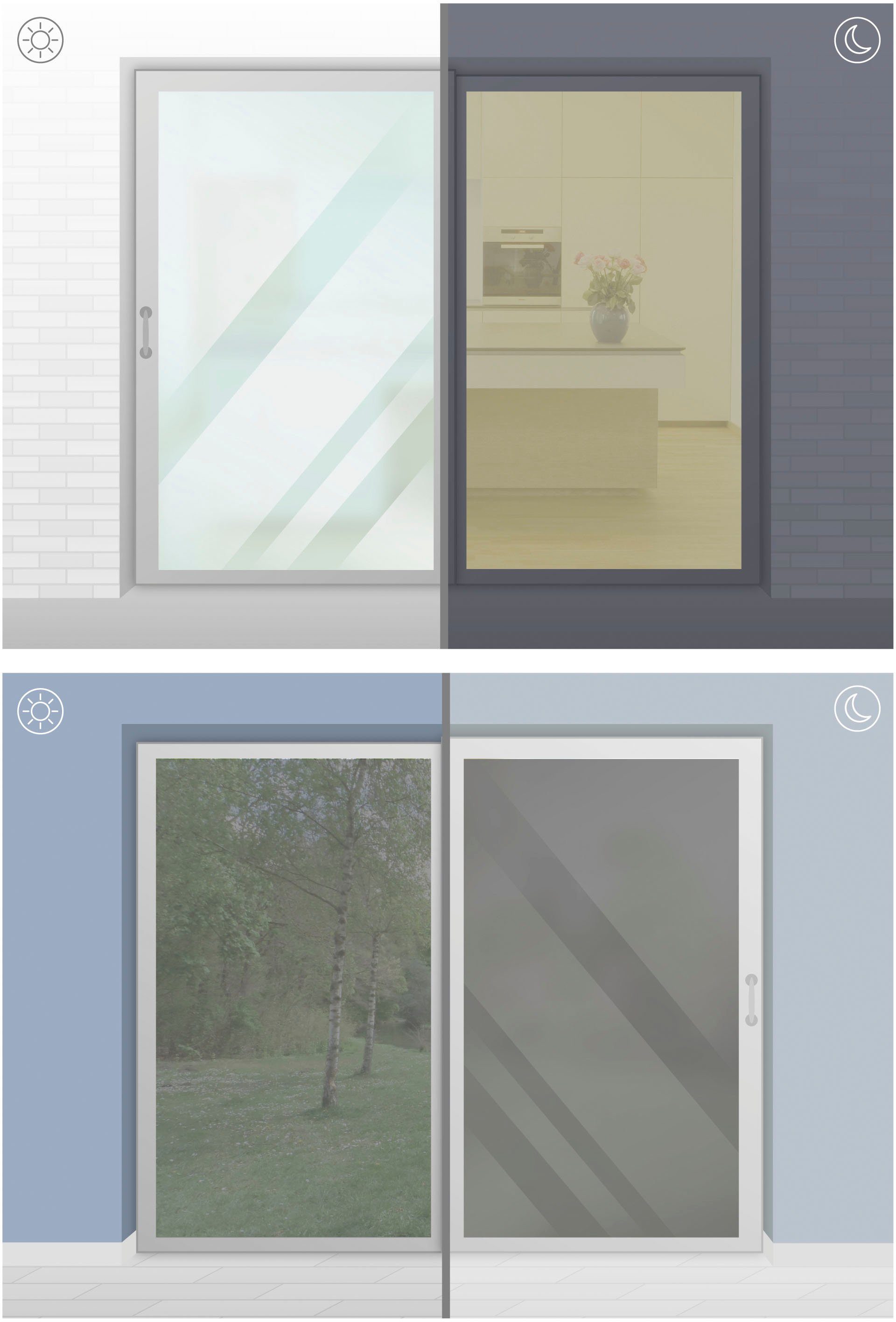 Fensterfolie Statische UV-Folie, GARDINIA, halbtransparent, 77% UV-Schutz