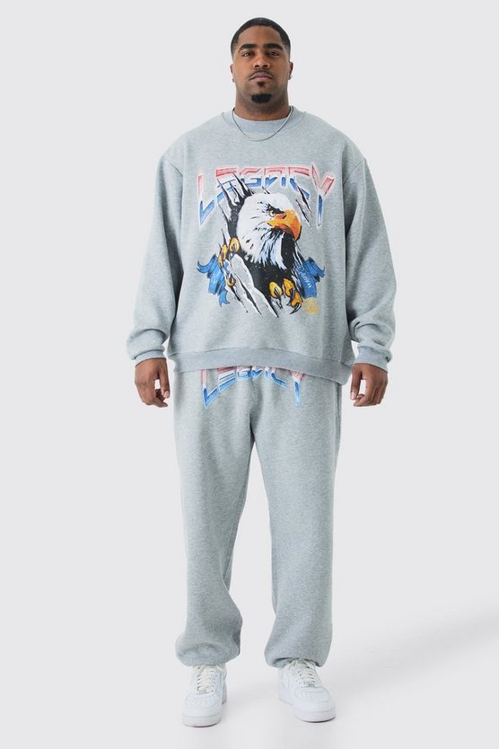 Plus Liberty Eagle Oversized Sweatshirt Tracksuit