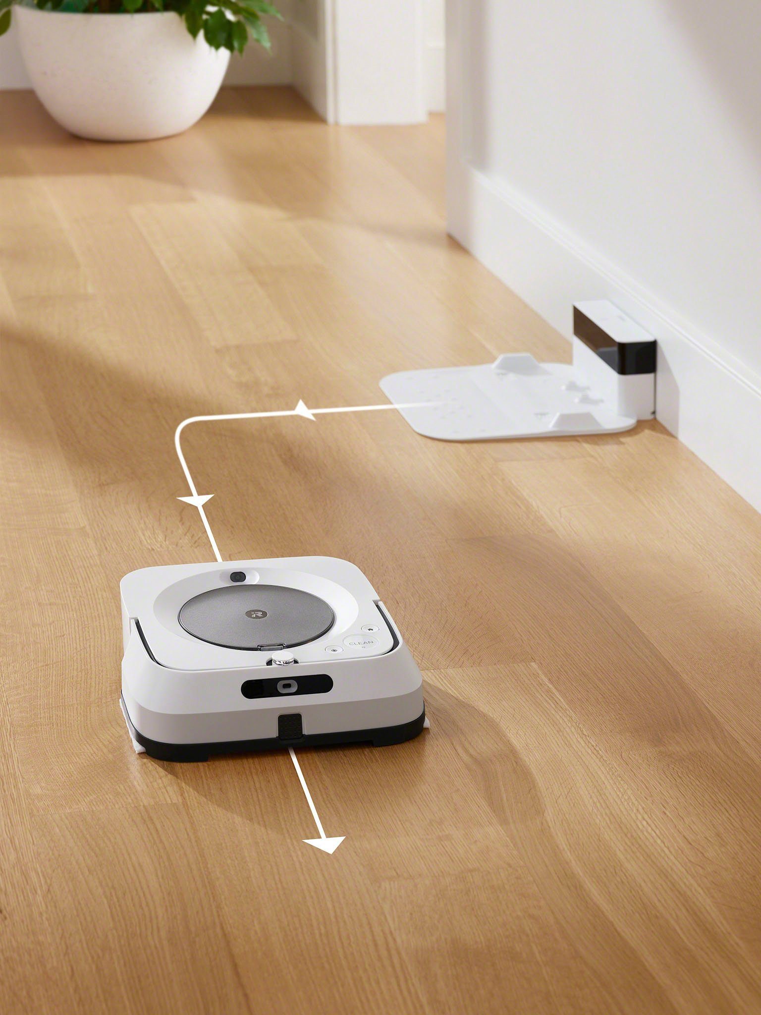 iRobot Wischroboter Braava jet m6 (m6138), beutellos, App-/Sprachsteuerung, Nasswischen und Trockenfegen, Kartierung