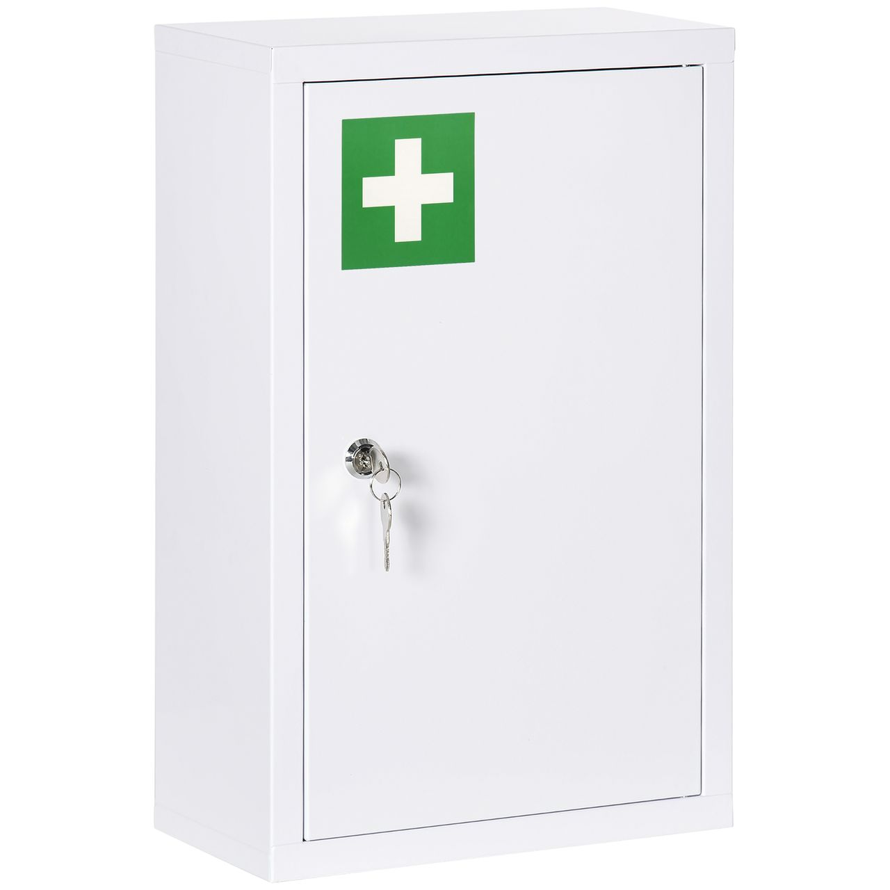 kleankin Medizinschrank, Apothekerschrank mit 3 Fächern, 2 Schlüsseln, Stahl