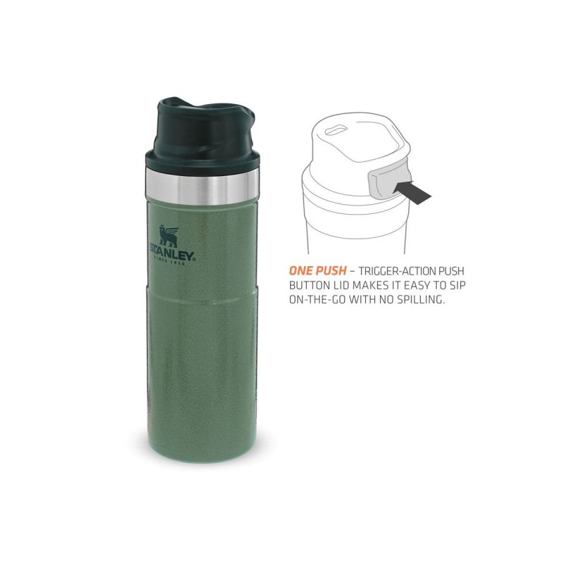 Thermoflasche Stanley, Classic Trigger-Action Travel Mug 16oz \/ 470ml Hammertone Green
