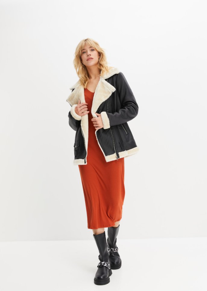 Ripp-Shirtkleid in Wickeloptik