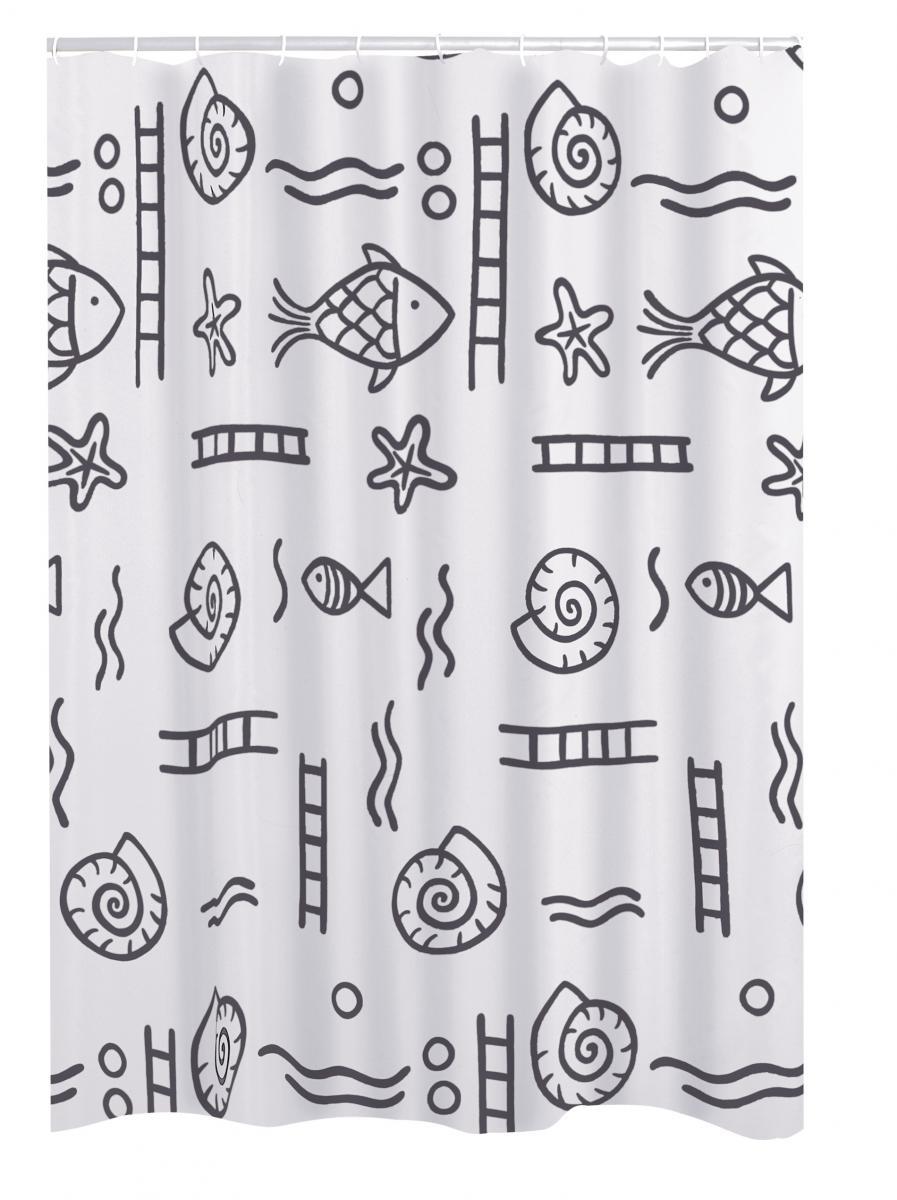 Ridder Duschvorhang Textil 120x200 cm Neptun grau