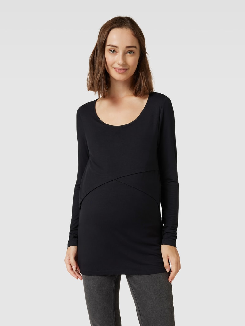 Umstands-Longsleeve in Wickel-Optik Modell 'CAMMA JUNE' in schwarz