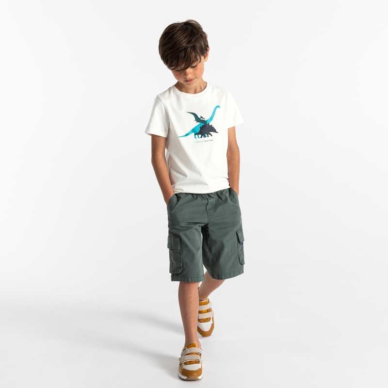 T-shirt motif dinosaures blanc garçon