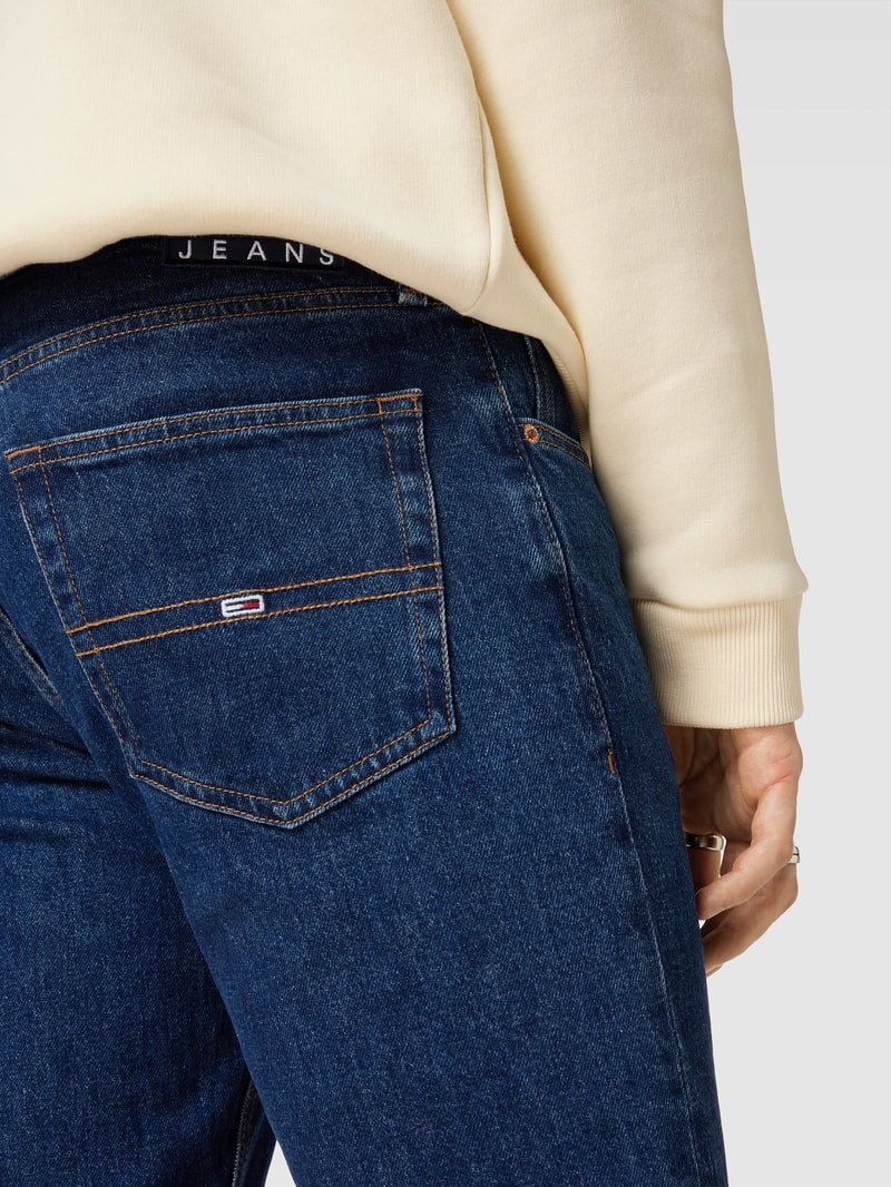 Straight Fit Jeans mit Label-Details Modell 'RYAN' in dunkelblau