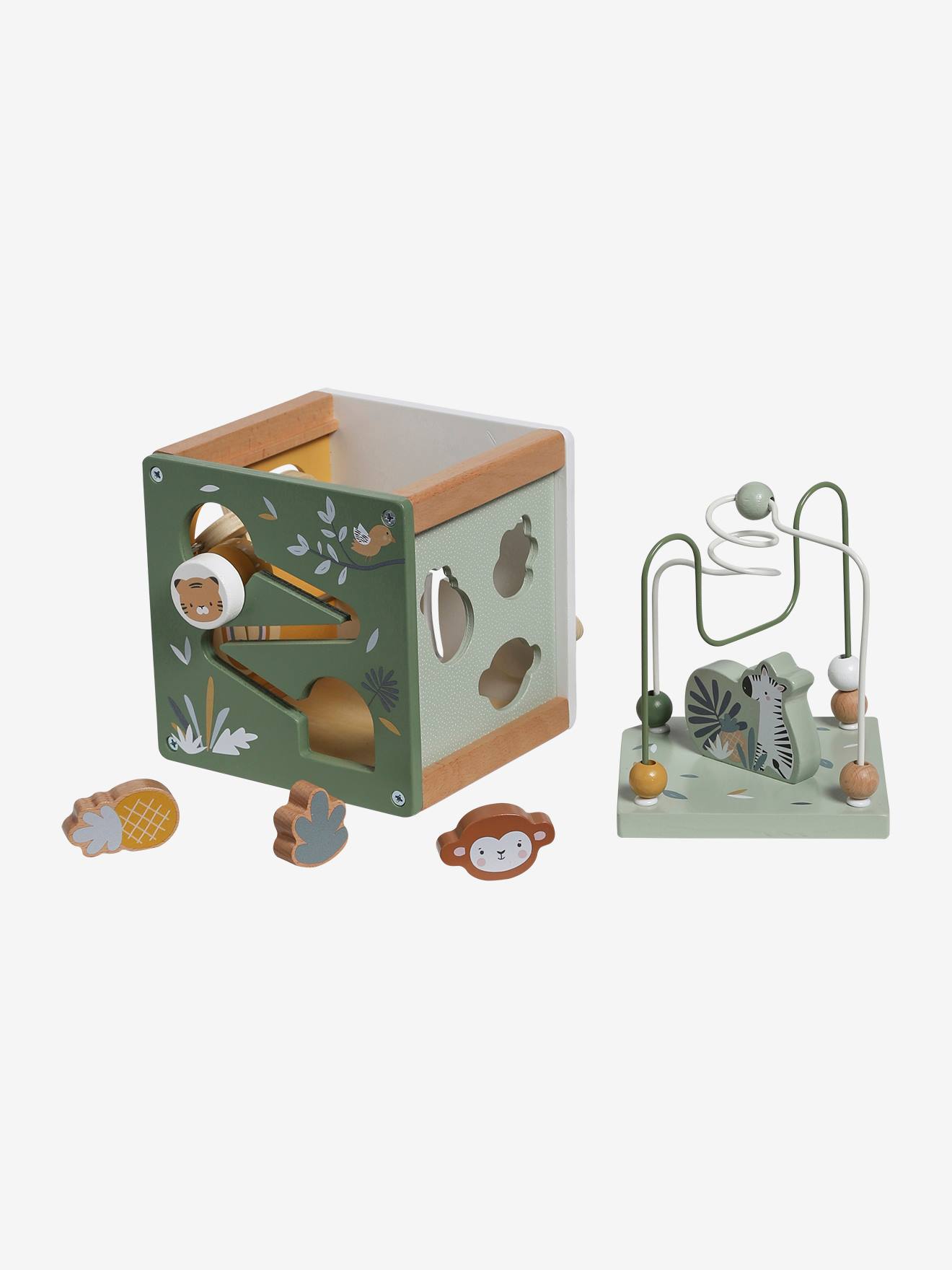 Vertbaudet Kleiner Baby Activity-Würfel TANSANIA aus Holz FSC - grün