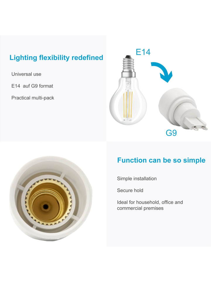 Intirilife 4er Set Lampenadapter E40 auf E27 in WEISS günstig kaufen onesize