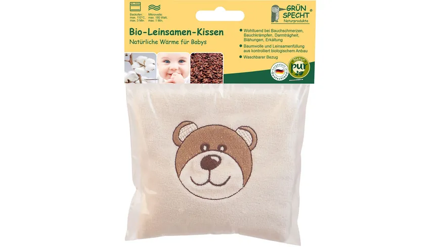 Grünspecht Bio-Leinsamenkissen für Babys mit Bezug