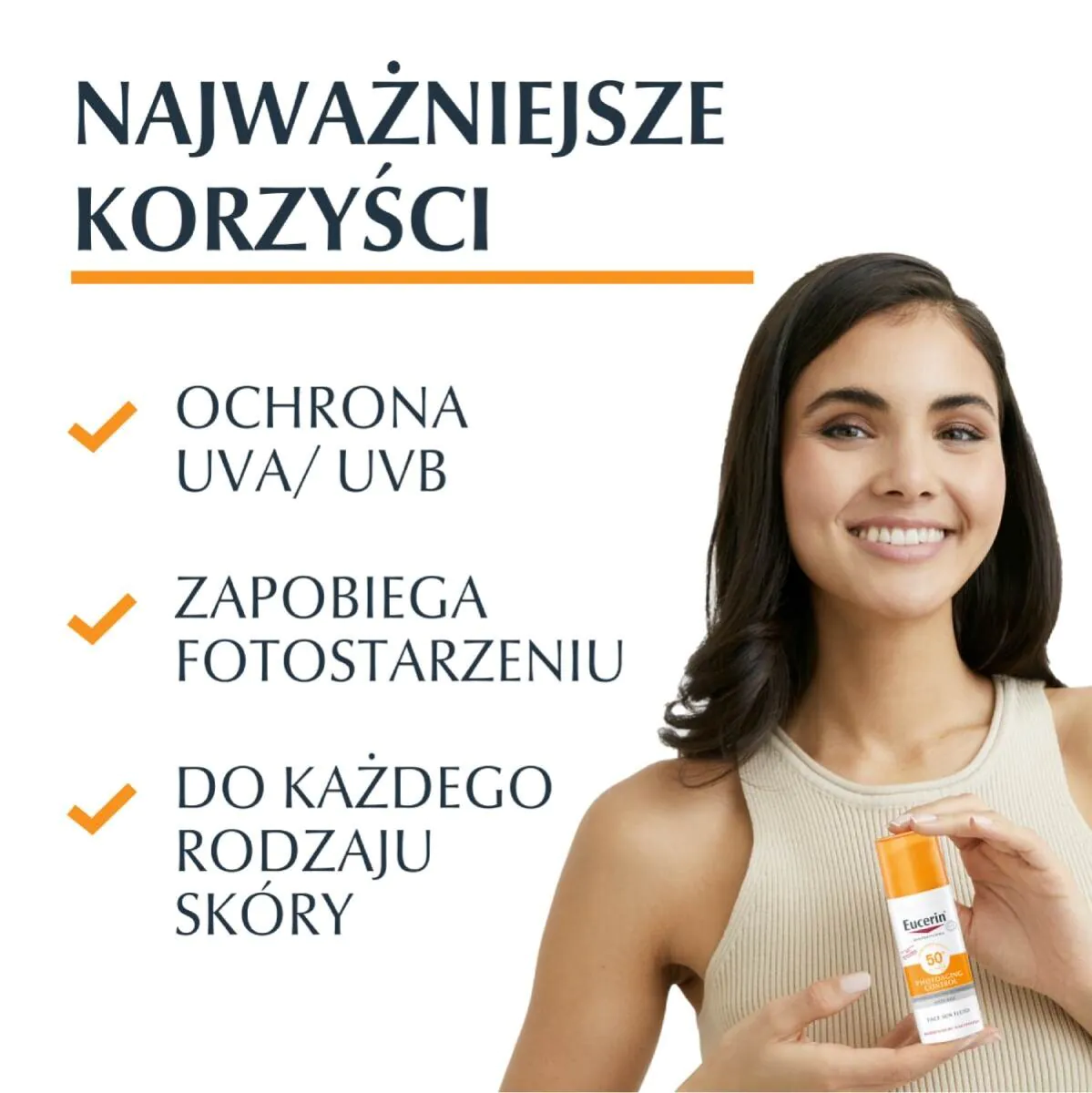 Eucerin Photoaging Control SPF50+ beschermende vloeistof tegen huidveroudering door zonlicht.