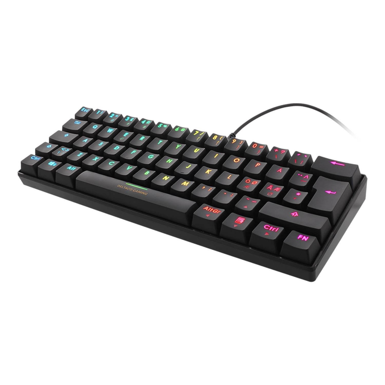 DELTACO Mechanische Mini Gaming Tastatur GAM-075-D Gaming-Tastatur (RGB-LED-Beleuchtung, 100% Anti-Ghosting N-Key-Rollover, Farbe schwarz)