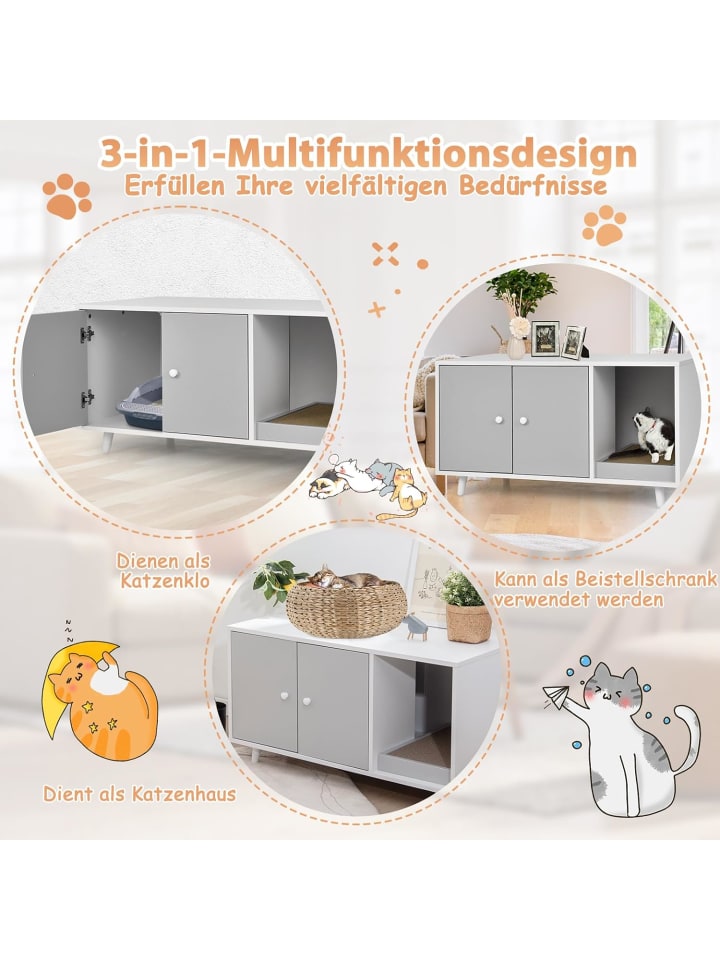 COSTWAY Katzenschrank mit Kratzbrett in Grau günstig kaufen 50 cm