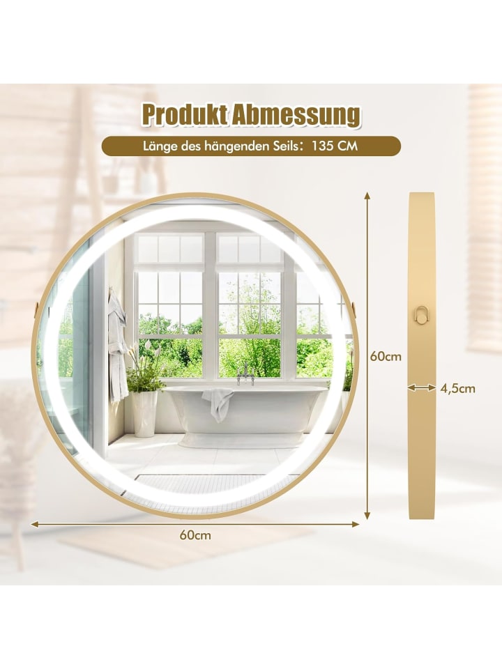 COSTWAY 60cm Badezimmerspiegel mit Anti-Beschlag-Funktion in Silber günstig kaufen onesize