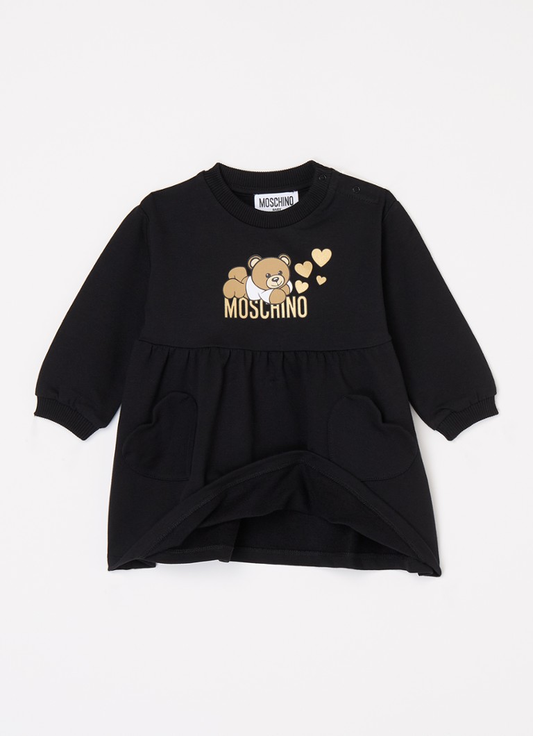 Rochie tricotată cu imprimeu al logo-ului Moschino