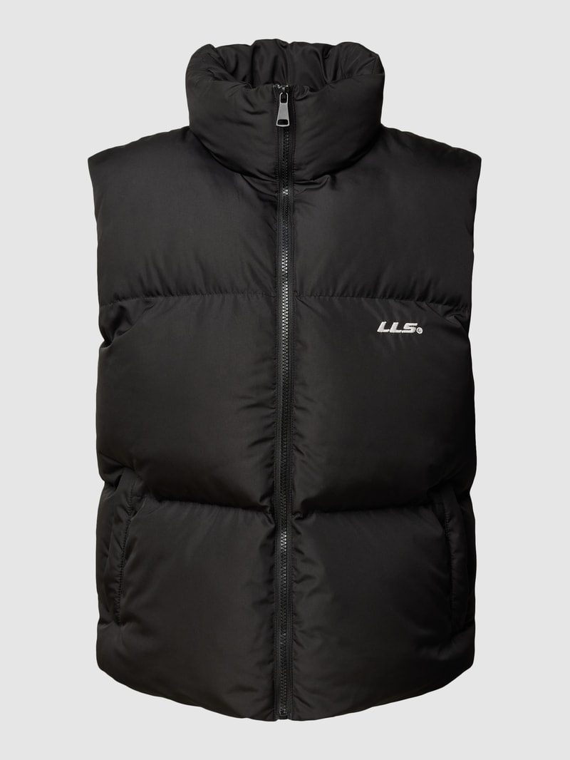 Steppweste mit Label-Stitching in schwarz