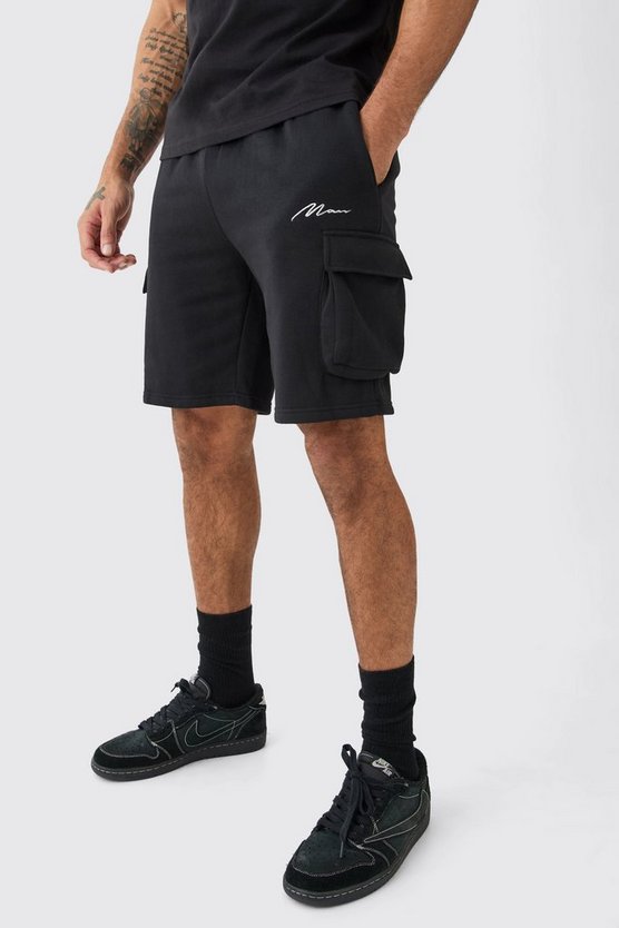 Lockere mittellange Man Signature Cargo-Shorts