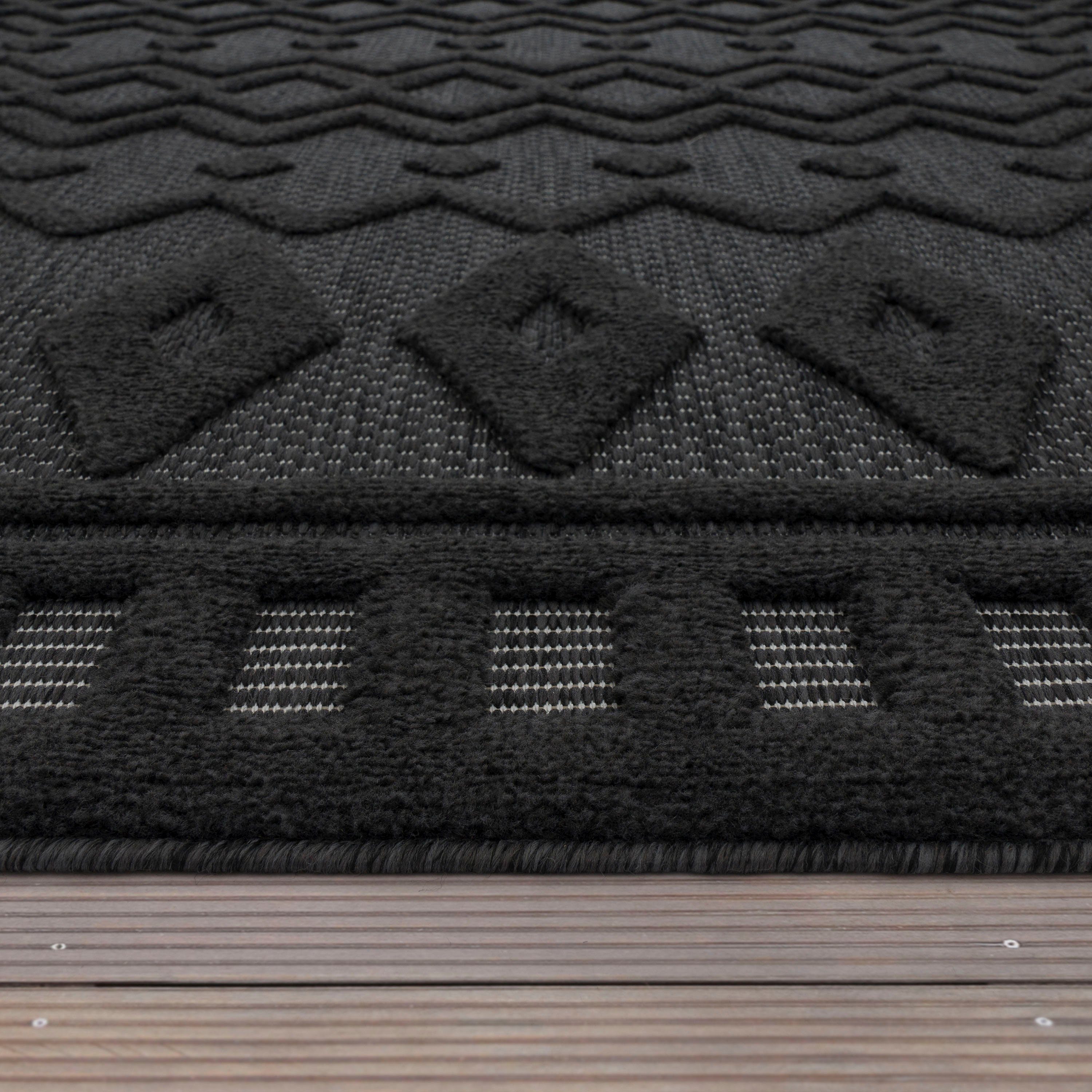 Teppich Livorno 671, Paco Home, rechteckig, Höhe: 14 mm, Uni-Farben, Scandi, Rauten Muster, Hoch-Tief Effekt, Outdoor geeignet
