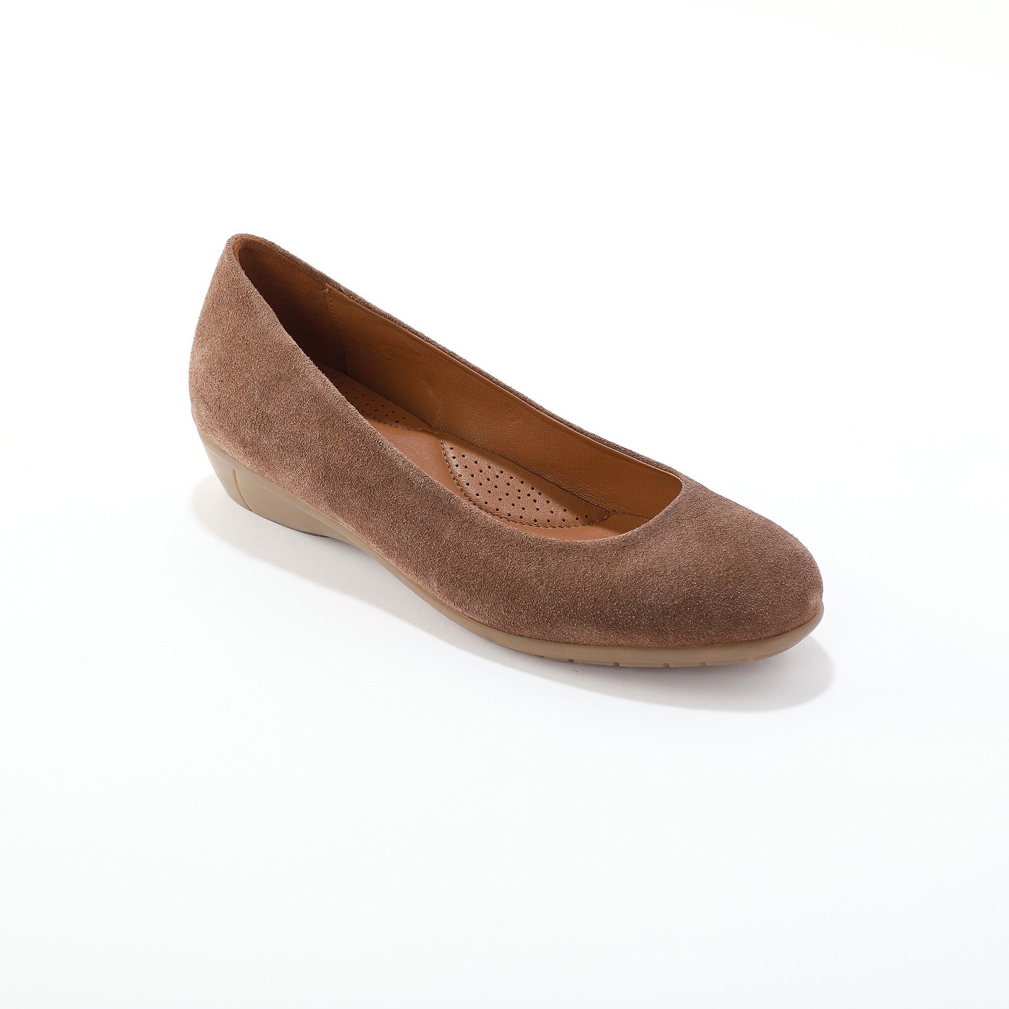 Ballerines souples compensées en croûte de cuir