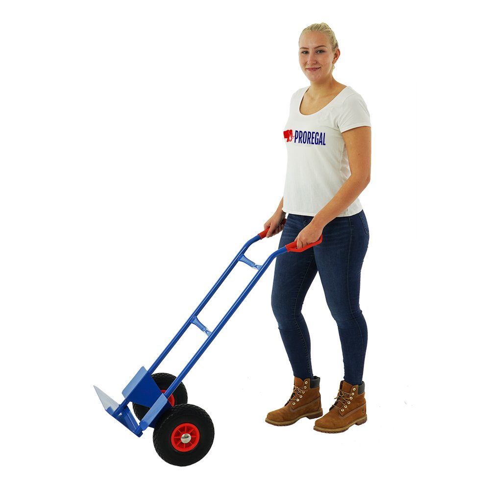 PROREGAL® Sackkarre Stahlrohr-Sackkarre mit Gummibereifung, Traglast 200kg, (Stapelkarre, Handkarre, Transportkarre, Komplett-Set), Traglast 200kg, Vollgummireifen