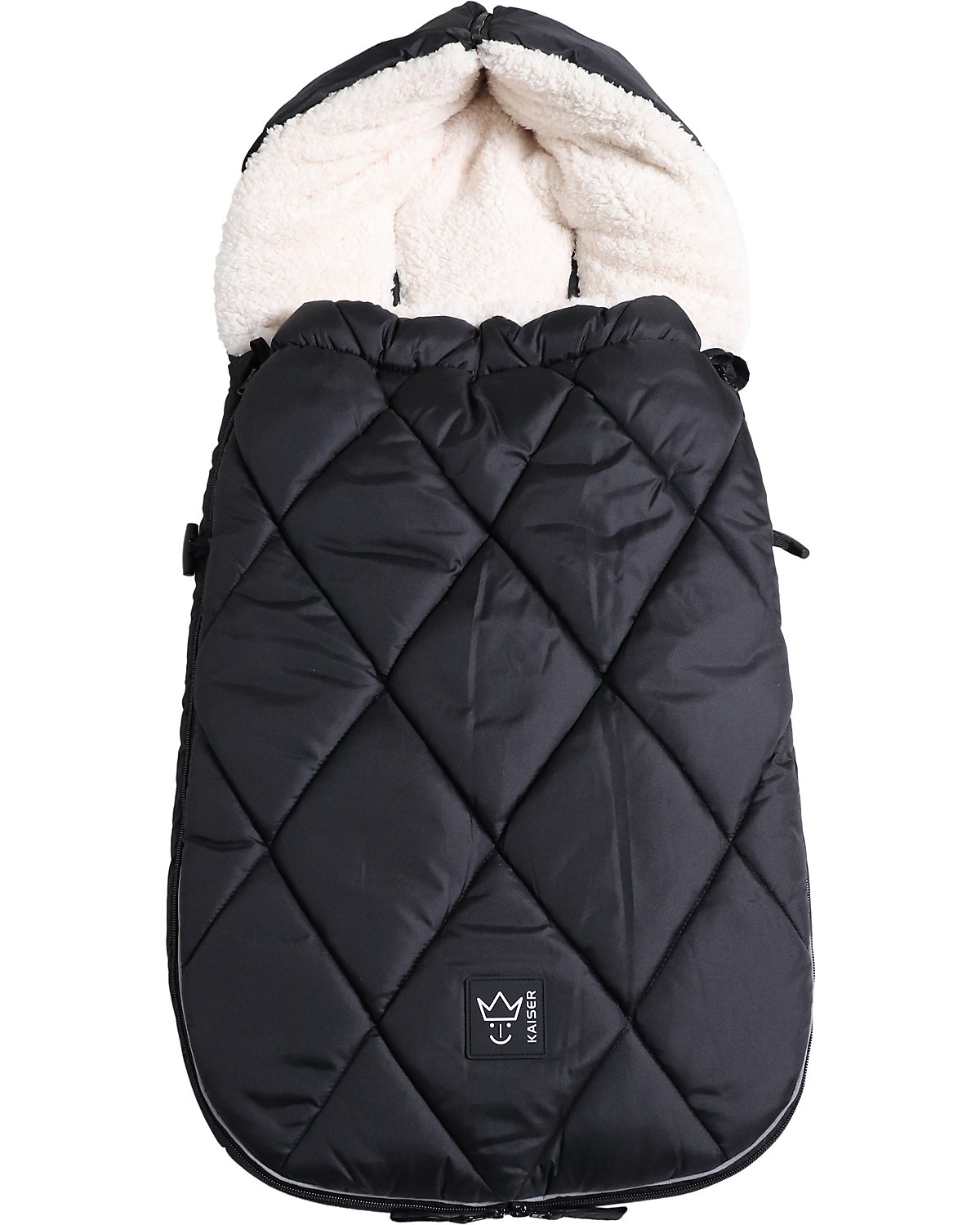 XL TOO. Thermo Sherpa Fleece  Universal Kinderwagen Fußsack, Fb. black / creme