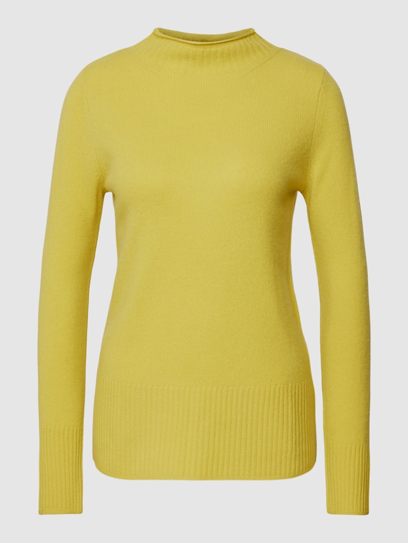 Strickpullover aus Wolle mit Stehkragen in hellgrün