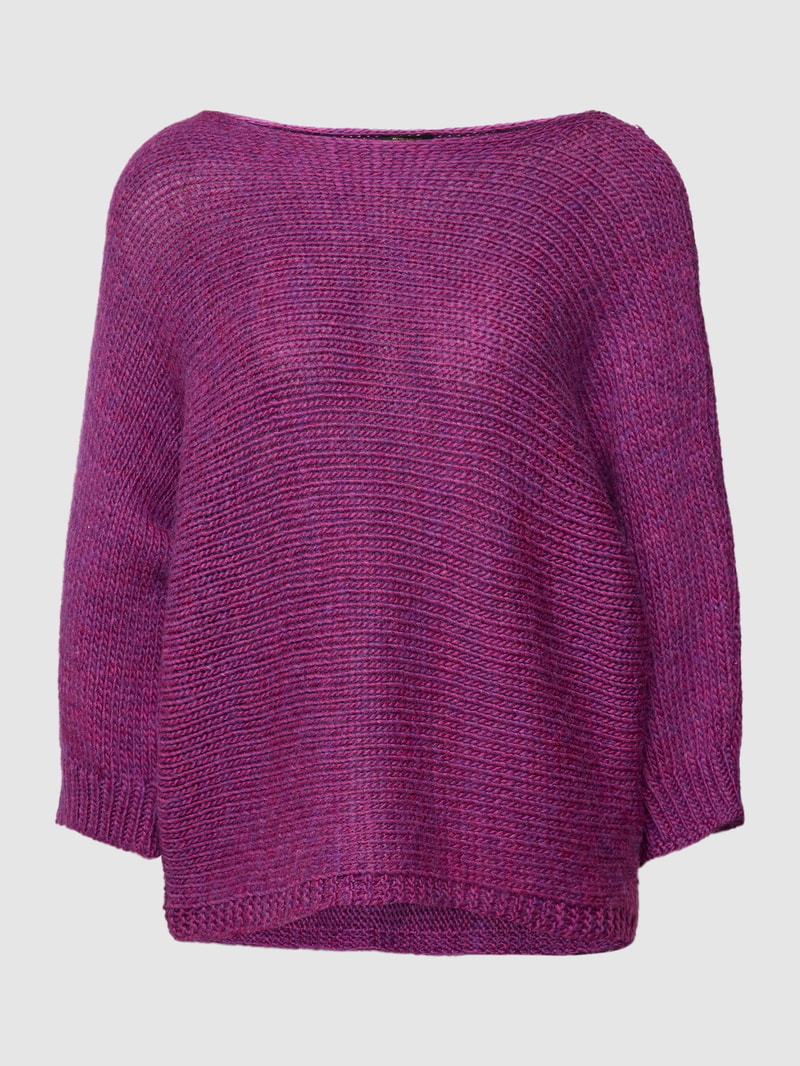 Strickpullover mit U-Boot-Ausschnitt und 3/4-Arm in pink