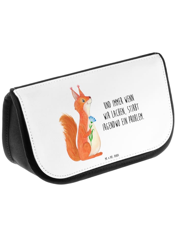 Mr. & Mrs. Panda Kosmetiktasche Eichhörnchen Blume mit Spruch in Weiß günstig kaufen onesize