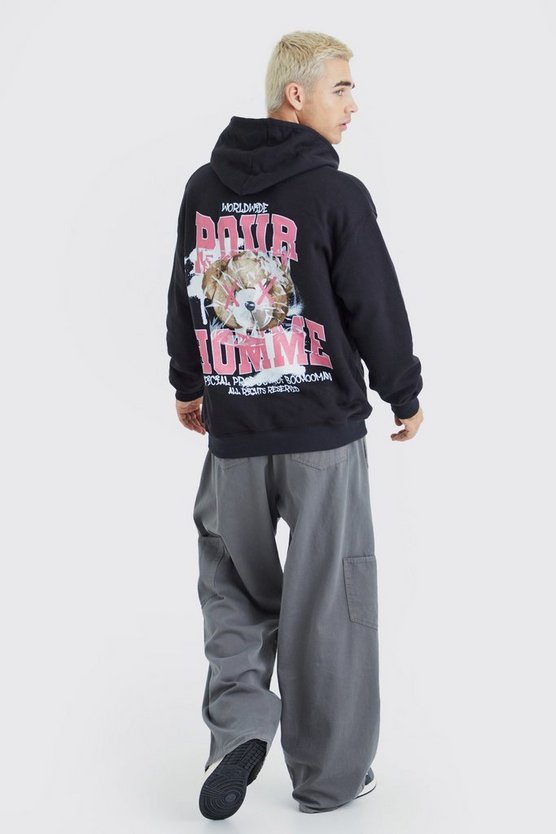 Oversize Hoodie mit Pour Homme Bear Print
