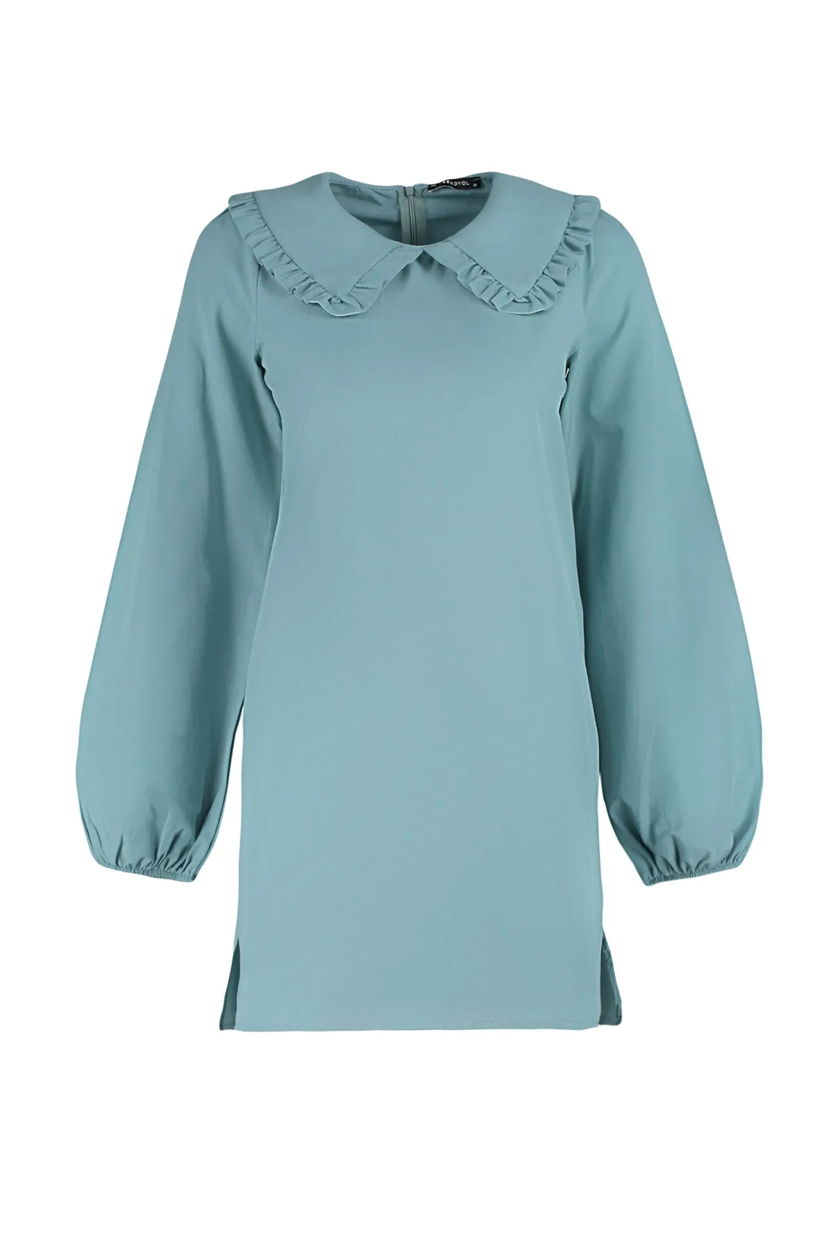 Trendyol Modest  Mintfarbene gewebte Tunika mit Babykragen TCTSS21TN0089