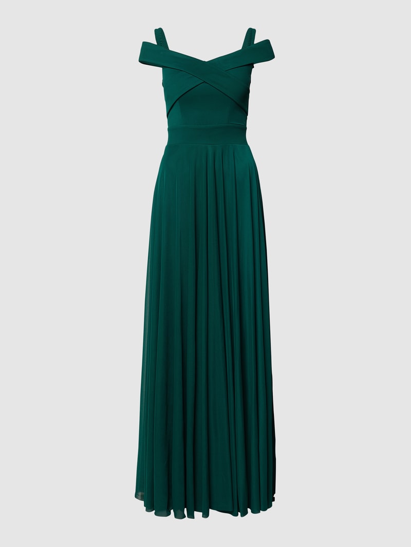 Abendkleid mit elastischen Trägern in smaragdgrün