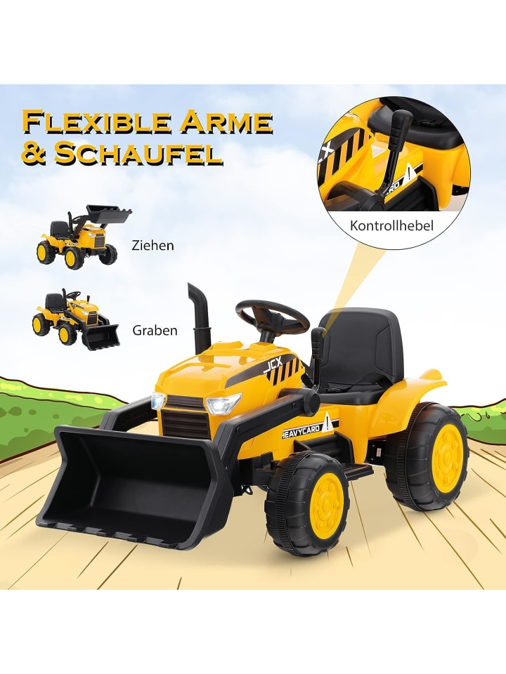 COSTWAY 12V Elektro Sitzbagger in Gelb günstig kaufen 115 cm