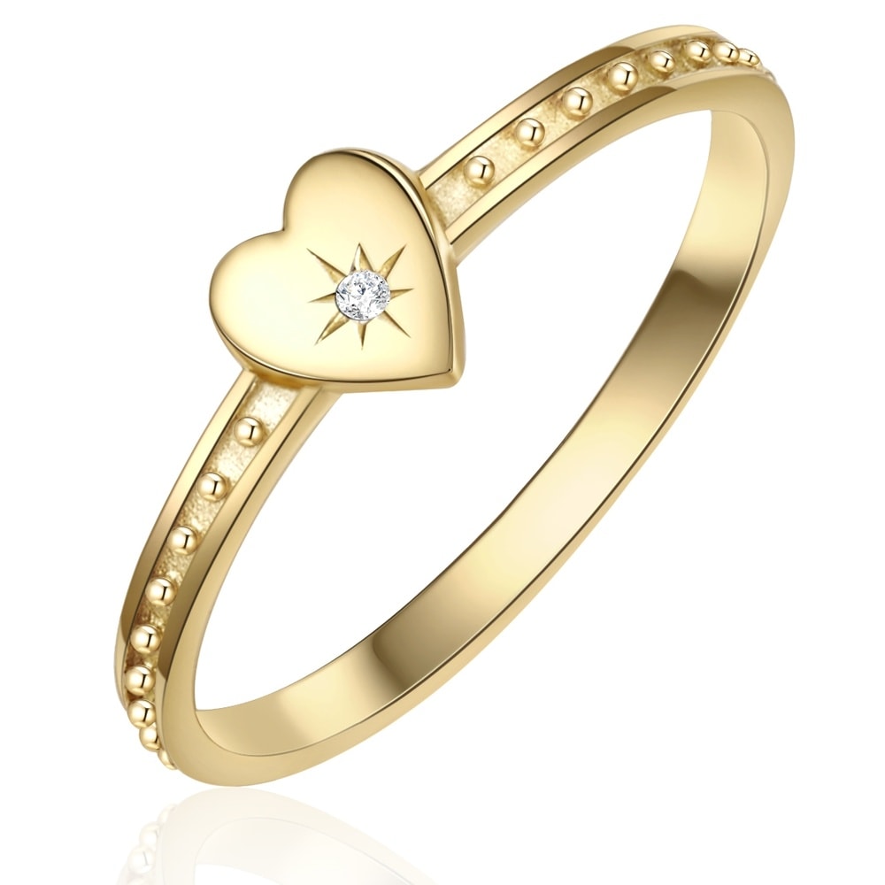 Glanzstücke München Bague en argent Coeur Argent sterling Oxyde de zirconium (CZ) en Or jaune Bague