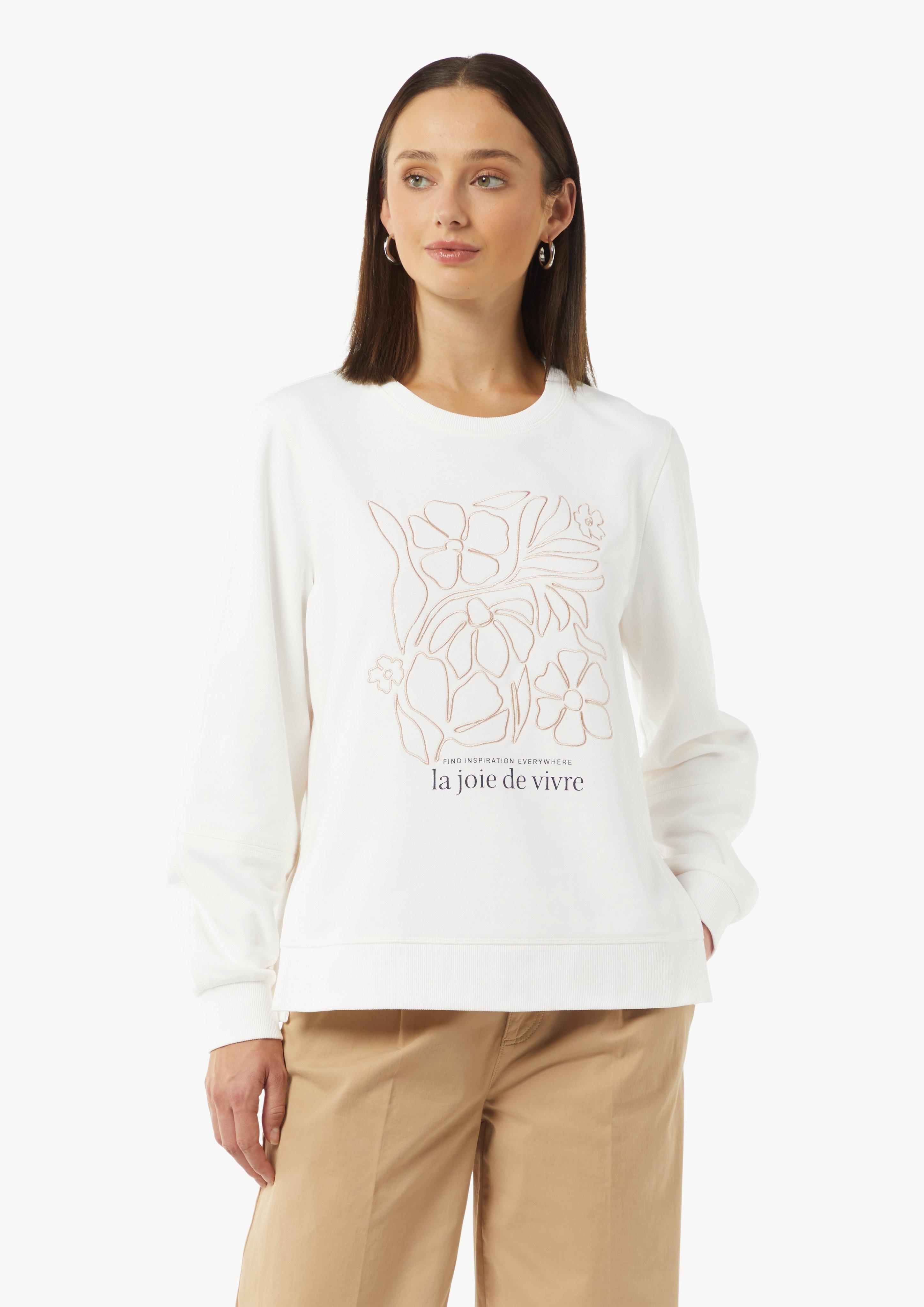 Sweatshirt mit Artwork und seitlichen Schlitzen - weiß